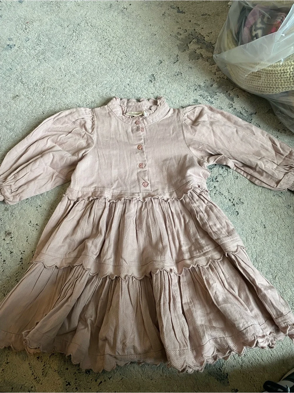 Puff Sleeve Tiered Dress in Pink Sz 5Y